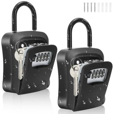 Imagem de Cididu SAFEPacote com 2 caixas de bloqueio para chaves externas, cofre de montagem na parede para chaves com código, caixa de armazenamento à prova d'água para chave com combinação de 4 dígitos, caixa
