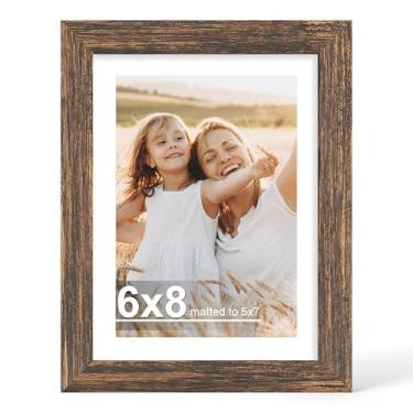 Imagem de Hongkee Porta-retrato 15 x 20 cm com vidro, exiba imagens 13 x 17 com tapete ou 15 x 20 sem tapete - parede e mesa, molduras de madeira 15 x 20 (marrom rústico, 1 pacote)