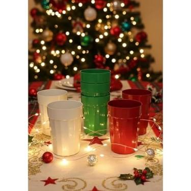 Imagem de Kit de Copos Reutilizáveis 350ml Plástico Resistente Colorido para Festa Infantil Eventos Escolares(CORES NATALINAS,5)