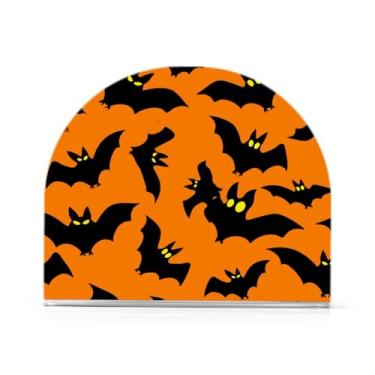 Imagem de Qilmy Porta-guardanapos de acrílico para morcegos de Halloween, suporte de guardanapo de coquetel de plástico transparente para mesas de restaurante de cozinha, 1 peça