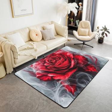 Imagem de Erosebridal Tapete de área rosa para sala de estar 7,5 x 12,5 cm, floral rosa exótico, antiderrapante, para meninas, mulheres, adultos, cabeceira, cozinha, cinza, tríplice cinza, tapete para ambientes