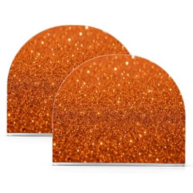 Imagem de Qilmy Porta-guardanapos de acrílico com textura laranja, suporte de lenços de mesa independente, dispensador de papel de coquetel para cozinha, jantar, restaurante, bar, decoração, 2 unidades