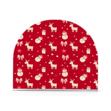 Imagem de JUZIHAI Porta-guardanapos de Natal de rena e laços para mesa, dispensador de guardanapo de acrílico, suporte de lenços independente de mesa para cozinha, jantar, bar, festa, decoração de casa