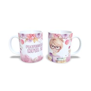 Imagem de Caneca de Cerâmica 325ml Dia dos Professores, Design Floral com Ilustração, Branca (14097)