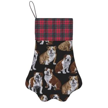 Imagem de SKKNT Meias de Natal com estampa de buldogues ingleses, animais de estimação, decoração de Natal, cães, gatos, árvores, doces, presente, conveniente