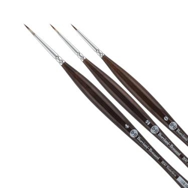 Imagem de Borciani e Bonazzi Pincel sintético Unico Mongoose Artist – Série 800 redondo – Conjunto de 3 – Aquarelas, óleo e tinta acrílica – Feito à mão na Itália, design antirrolos, cabo médio ergonômico
