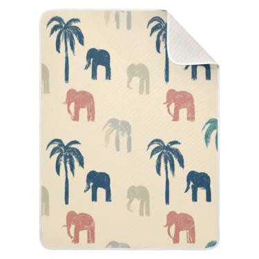 Imagem de Qilmy Cobertor de bebê com estampa de elefantes 76 x 101 cm, cobertor infantil de algodão macio para meninos e meninas, cobertor leve e quente para bebês e bebês recém-nascidos