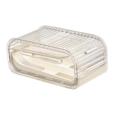 Imagem de Fenteer Porta-ovos transparente com rodinhas automáticas para geladeira, bandeja de ovos dupla camada para cozinha, despensa ou armário.