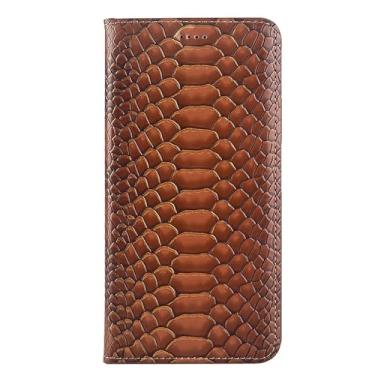 Imagem de POYUFRG Capa flip para Xiaomi 17 Pro Max/17 Pro/17, capa carteira de couro com estampa de cobra com compartimentos para cartões, capa protetora, marrom, 17