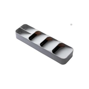 Imagem de Organizador de Talheres, Plástico, Cinza, 39,5x11x5,5 cm, para Cozinha, Gavetas e Bancada