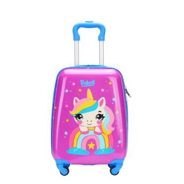 Imagem de Mini Mala Viagem Bordo Pequena 4 Rodas Unicórnio Rabisk, Roxo