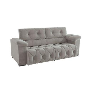 Imagem de Sofá 4 Lugares Retrátil e Reclinável Astro Veludo Cinza Claro