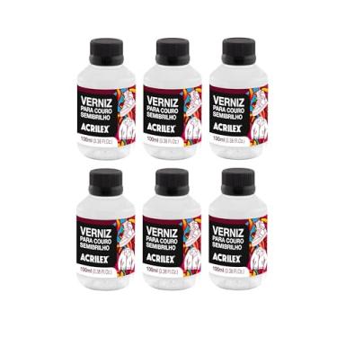 Imagem de Kit com 6 Verniz Para Couro Semibrilho Acrilex 100ml – Acabamento Profissional, Base Água, Proteção Duradoura para Couro Natural e Sintético