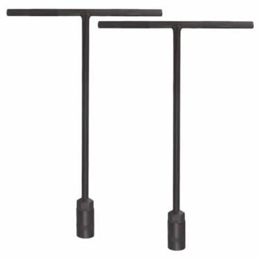 Imagem de HARFINGTON 2 peças soquete de chave em T, soquete de chave inglesa de 6 pontos métrico de aço de alto carbono de 17 mm com alcance longo para reparo de motocicletas, bicicletas, carros, cinza, preto