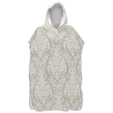 Imagem de Joisal Poncho de surfe para adultos trocador de roupão de praia toalhas com capuz leve vintage branco veia floral unissex poncho adulto com capuz