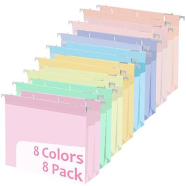 Imagem de Pacote com 8 pastas de arquivo de plástico expansível de 10 cm com capacidade extra para pendurar, tamanho carta resistente, organizador de arquivos, bolso sanfonado para documentos de escritório