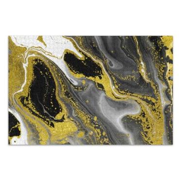 Imagem de Quebra-cabeça com textura de mármore preto dourado adulto 500 peças, presentes de elefante branco, engraçado, exclusivo, decoração de pintura animal, 51 x 35 cm