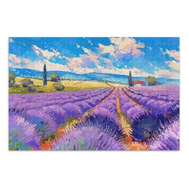 Imagem de Quebra-cabeças Lavender Fields Paris paisagem 500 peças para adultos paisagem floral família divertido quebra-cabeça família elefante branco presentes, 51 x 35 centímetros