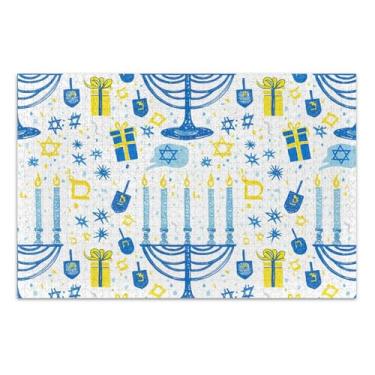 Imagem de Quebra-cabeça de menorá com símbolos de Hanukkah para adultos, 1000 peças, arte, brinquedo, pintura, personalizado, quebra-cabeça difícil, presente de jogo engraçado, 75 x 40 cm