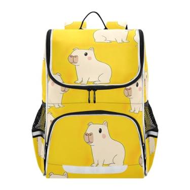 Imagem de Joisal Backpack for Girls Kids Lightweight Back to School Bag Personalized Cute Cartoon Capybaras Yellow Bookbag for Elementary Backpacks for Boys Capacity 18L