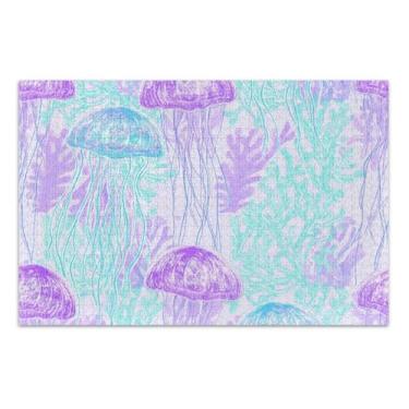 Imagem de Quebra-cabeças para adultos, 500 peças, roxo, azul, água-viva, presentes de elefante branco pastel, quebra-cabeça colorido, estampa animal, 51 x 36 cm