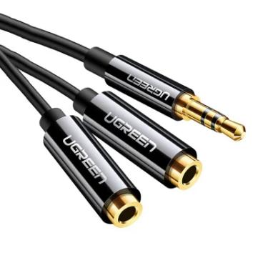Imagem de Adaptador De Audio Ugreen, 3.5mm Macho, Para 2 X P2 3.5mm Fêmea