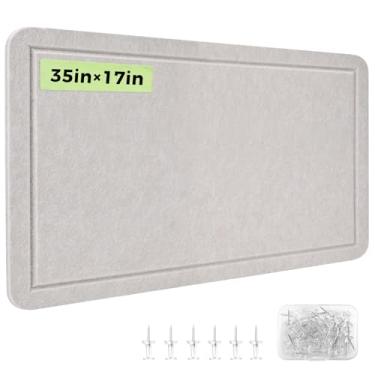 Imagem de Quadro de avisos, quadro de feltro de 98 x 43 cm, quadro de avisos, quadro de cortiça alternativo para parede, quadro de visão autoadesivo, quadro de humor quadro de fotos dobrável com 20 pinos