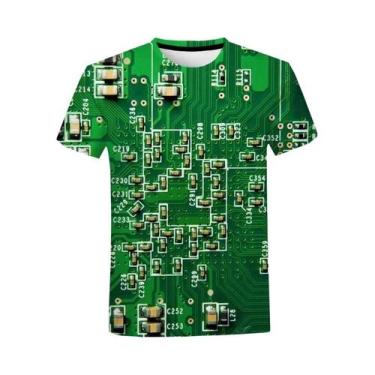 Imagem de Camiseta Gráfica Unissex Com Estampa De Placa De Circuito 3D, Manga Cu
