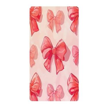 Imagem de Blueangle Lençol de berço padrão para berço infantil - Lençóis de algodão macio e respirável com laços vermelhos (273)