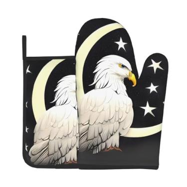 Imagem de Conjunto de 2 peças de luvas de forno com estampa de esboço de cabeça branca, adequado para cozinhar, assar e grelhar ao ar livre