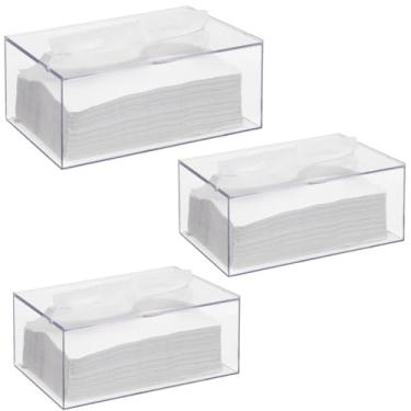 Imagem de Kit com 3 Caixas Acrílicas Porta Papel Interfolhado Lenços Touca e Luvas Transparente para Cozinha Banheiro