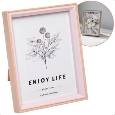 Imagem de Porta Retrato Decorativo de MDF Branco 15x20cm Moldura Profunda para Foto com Vidro (Rosa)