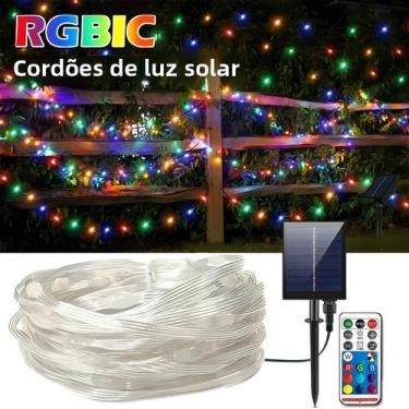 Imagem de Luzes De Cordão RGBIC Multicoloridas Com Energia Solar E Controle Remo