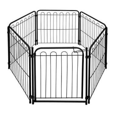 Imagem de Cercado Pet Cachorro Caes Dobrável 5 Lados 69cm Preto - Açomix