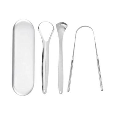 Imagem de Raspador De Língua Portátil De Aço Inoxidável Para Adultos E Crianças,