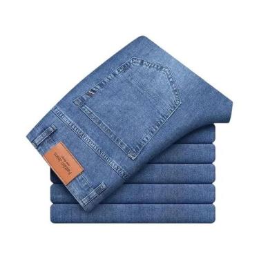 Imagem de Calças Jeans Masculinas De Algodão Stretch Cinza Confortáveis Para O V