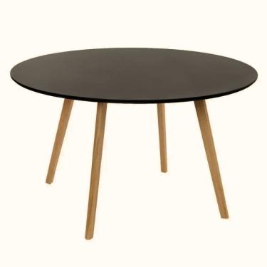 Imagem de Mesa Jantar Leda Wood 100cm Madeira Mdf Tx Redonda Base Metal Preto