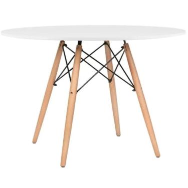 Imagem de Mesa Jantar Eiffel 100cm Redonda Pés Madeira Branco