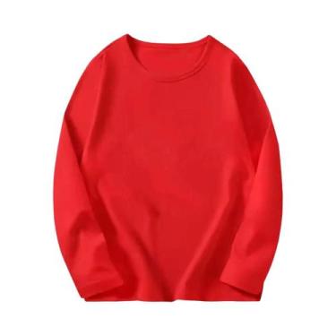 Imagem de Camiseta Infantil De Algodão, 8 Cores, Manga Comprida, Gola Redonda, P