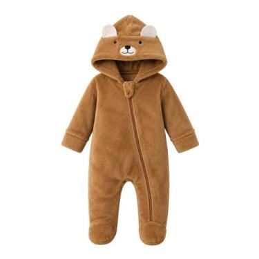 Imagem de Macacão Bebê Infantil Fofo Pelúcia Ursinho Inverno Quentinho - Tip Top