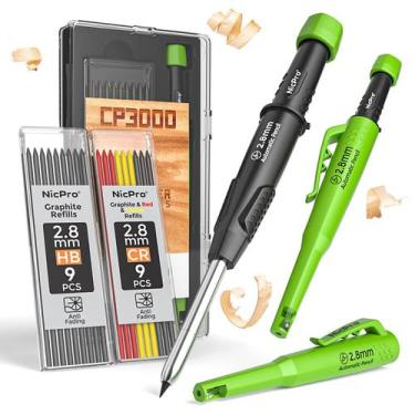 Imagem de Lápis de carpinteiro Nicpro CP3000 com apontador e 19 refis