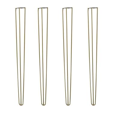 Imagem de Kit 4 Pés para Móvel G41 Hairpin Legs Metal 90cm Dourado para Aparador e Mesa de Canto Gran Belo
