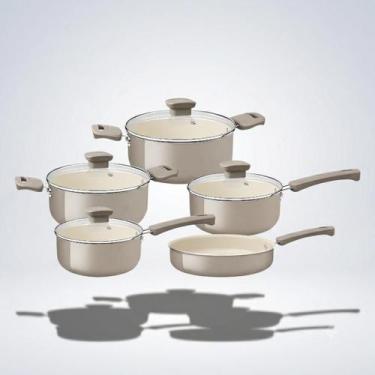 Imagem de Jogo De Panelas Tramontina Veronese Antiaderente 5 Peças ceramica, Beg
