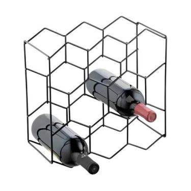 Imagem de Adega para 6 garrafas Colmeia preta - Forma, PRETO