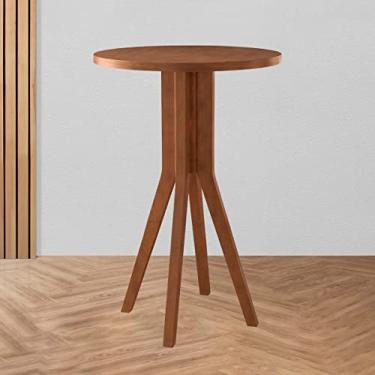 Imagem de Mesa Bistrô Bar Alta Redonda 60 x 100 Cm Madri Retrô Pé Palito Madeira Maciça MDF Castanho - CCS