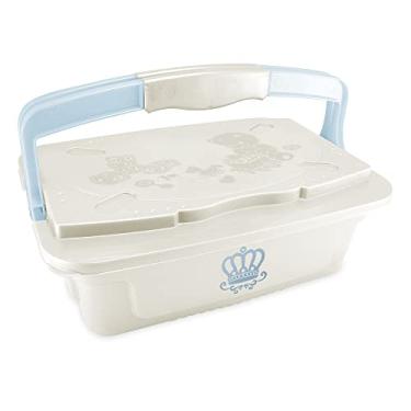 Imagem de Adoleta Bebê Organizador Infantil Com Alça Branco Perolado Azul