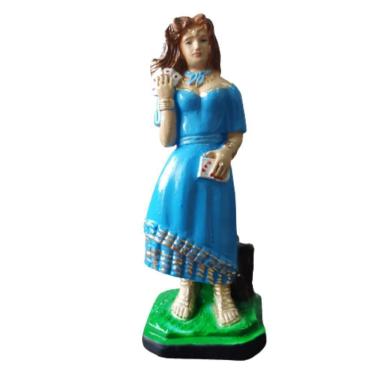 Imagem de Estatua Imagem Cigana A Batizar Azul 20Cm Gesso Tiara