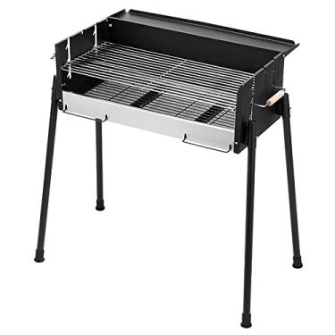 Imagem de Churrasqueira de aço inoxidável Grill para festa ao ar livre ou churrasco quintal, acampamento, para placa de armazenamento larga de 5-15 pessoas, preto, 70 x 44,5 x 81,5 cm