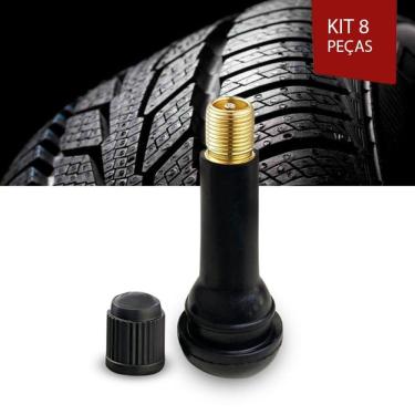 Imagem de Kit 8 Bico de Roda Liga Leve e Ferro Carro Moto Modelo 414 Pneu