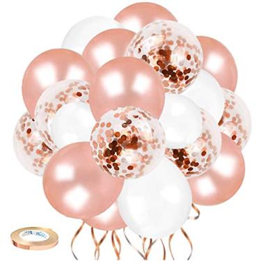 Imagem de Balões de ouro rosa para decoração de festa, 70 balões de ouro rosa branco de 30 cm para festa de ouro rosa, festa de aniversário, despedida de solteira, chá de panela, noivado, chá de bebê, festa de princesa ou outras decorações de festa